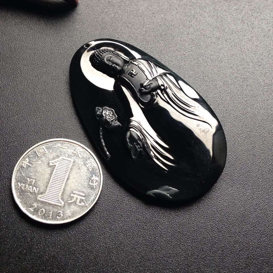 天然A貨翡翠 墨翠釋迦摩尼